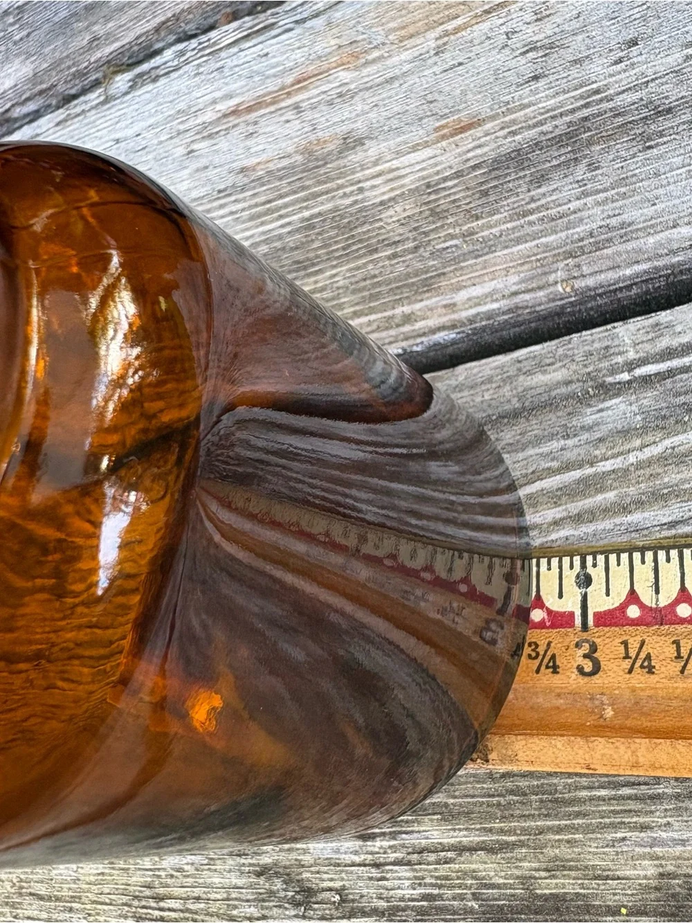 Set of Six Vintage Belgium Amber Brown Glass Apothecary Bottles